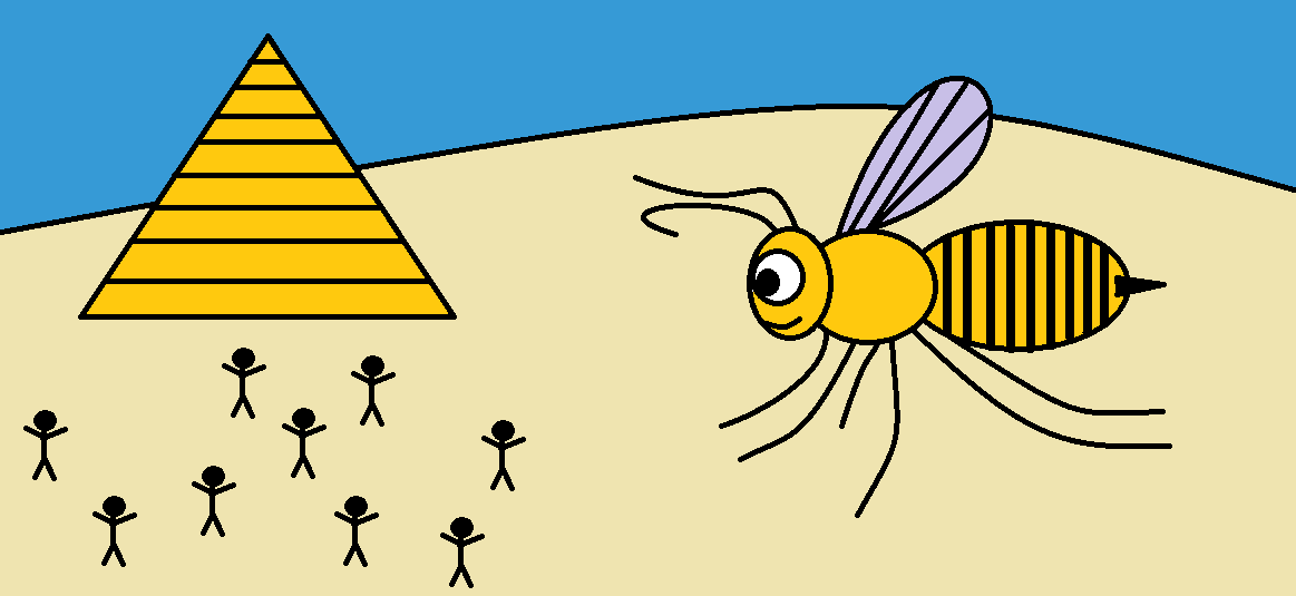 A giant bee near the Great Pyramid of Giza