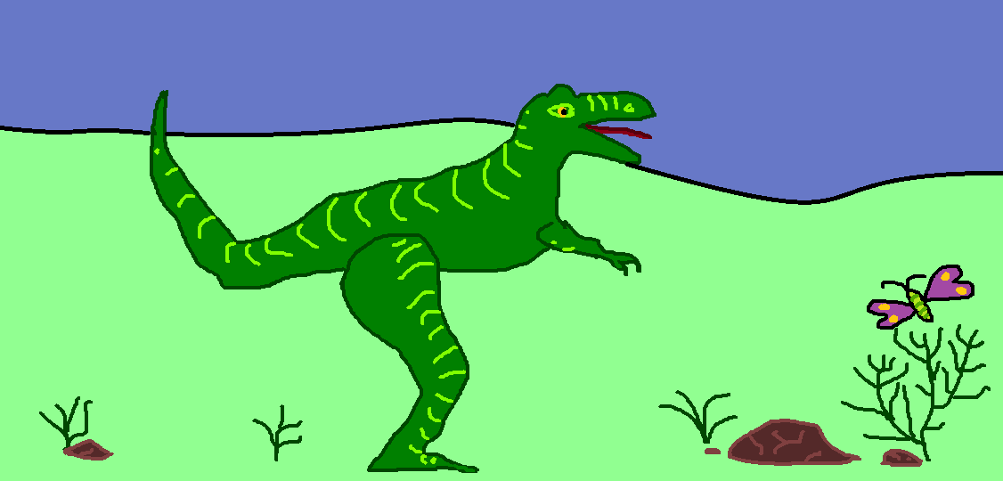 A dinosaur crudely drawn using Microsoft Paint