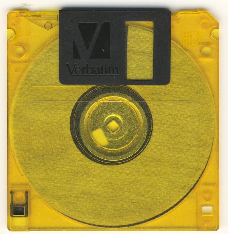 Translucent yellow floppy disk